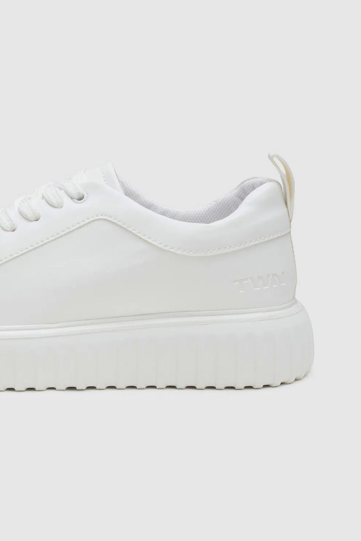 Twn Thick White Sole Lace-Up Sneakers  - White