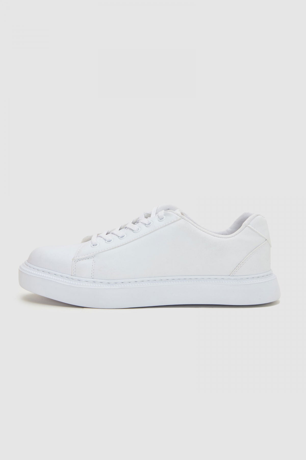 Twn Thick White Sole Lace-Up Sneakers  - White