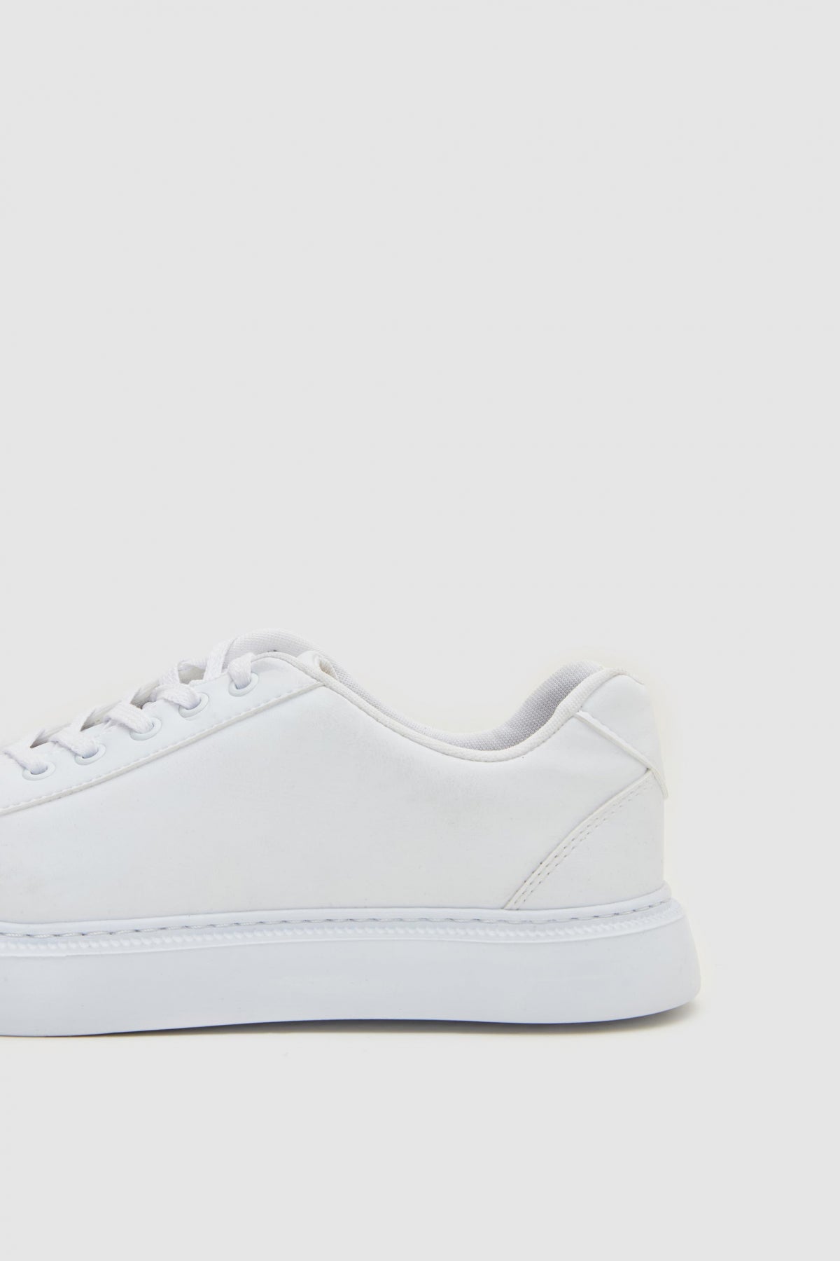 Twn Thick White Sole Lace-Up Sneakers  - White