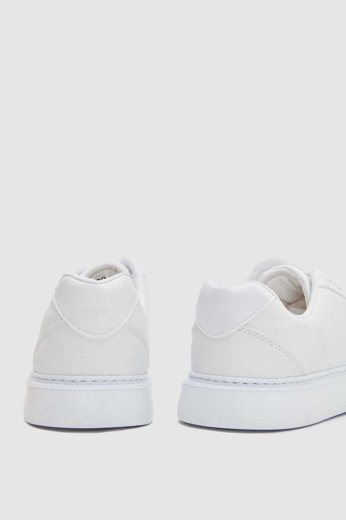 Twn Thick White Sole Lace-Up Sneakers  - White